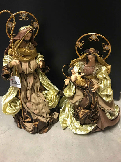 14.25" (38cm) Christmas Holy Family Statue – Religious Nativity Ornament, Christian Christmas Home Décor & Holiday Display