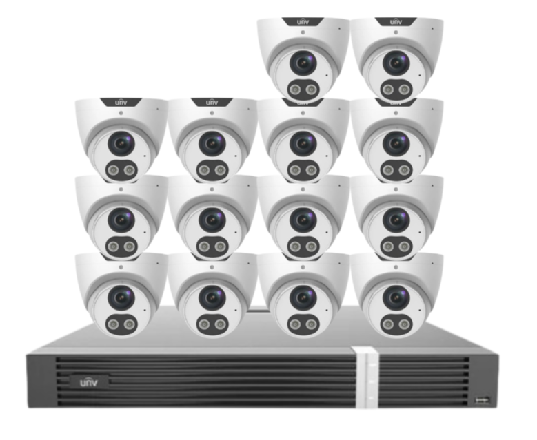 Uniview x16 Camera 8MP Triguard CCTV Kit with 16-Channel AI NVR & HDD | IPC3618SB-ADF28KMC-I0 + NVR302-16E2-P16-IQ