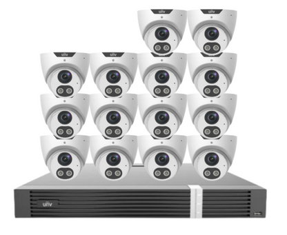 Uniview x16 Camera 8MP Triguard CCTV Kit with 16-Channel AI NVR & HDD | IPC3618SB-ADF28KMC-I0 + NVR302-16E2-P16-IQ