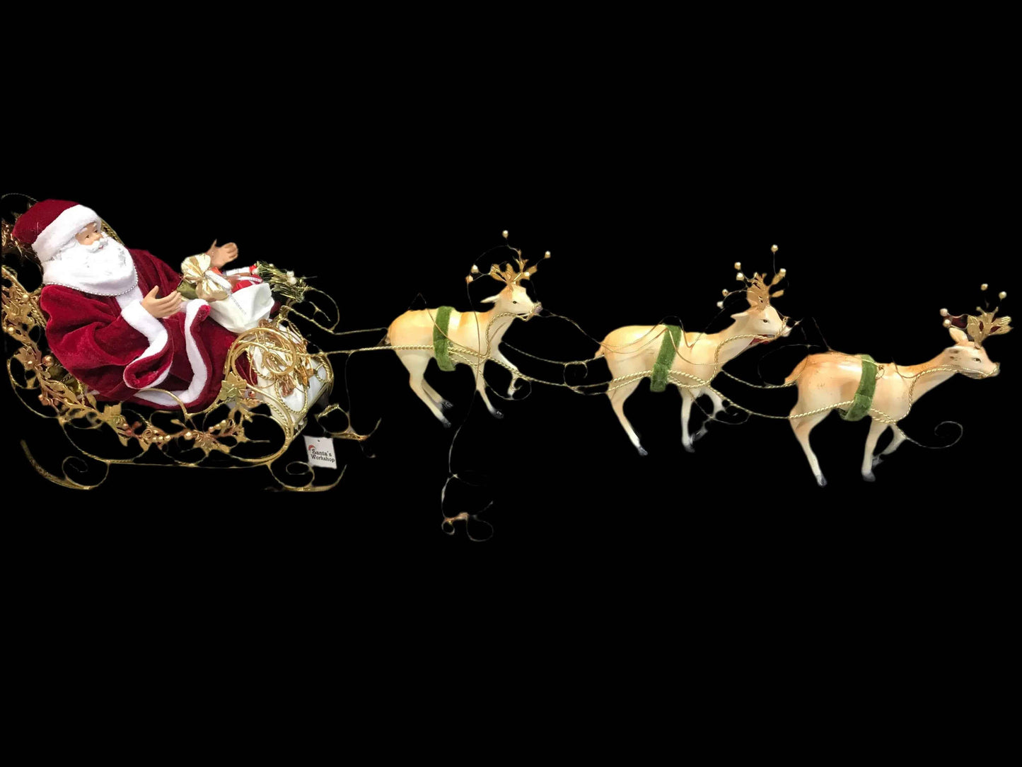 95cm Christmas Santa Claus Sleigh Decoration – Large Santa with Reindeer Display, Festive Christmas Holiday Decor for Christmas Joy