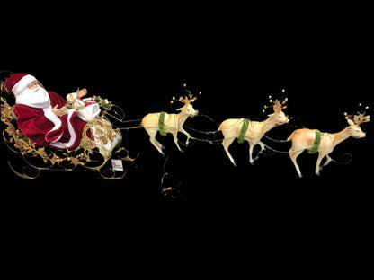 95cm Christmas Santa Claus Sleigh Decoration – Large Santa with Reindeer Display, Festive Christmas Holiday Decor for Christmas Joy