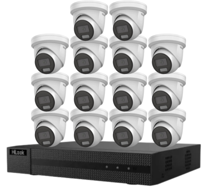 HiLook IPC-T282H-MU  (REPLACED BY T381H)  8MP AI Fixed Turret Network CCTV Camera 4K Kit – Up to 16 Cameras + 16CH PoE 4K Recorder + HDD