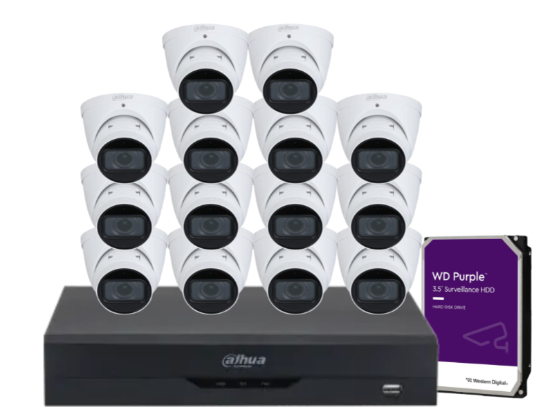 Dahua x16 4MP AI CCTV Kit with 16-Channel WizSense NVR, Vari-Focal Eyeball Cameras + Dual HDD Support – IPC-HDW3441T-ZAS + NVR4216-16P-AI/ANZ