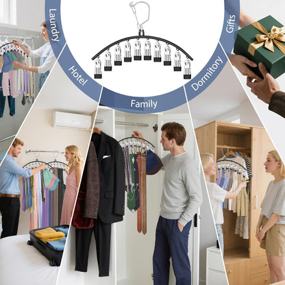 15 Pcs Travel Hangers Portable Foldable Travel Hanger Organizer and 3 Pack Skirt Pants Hangers with Clips