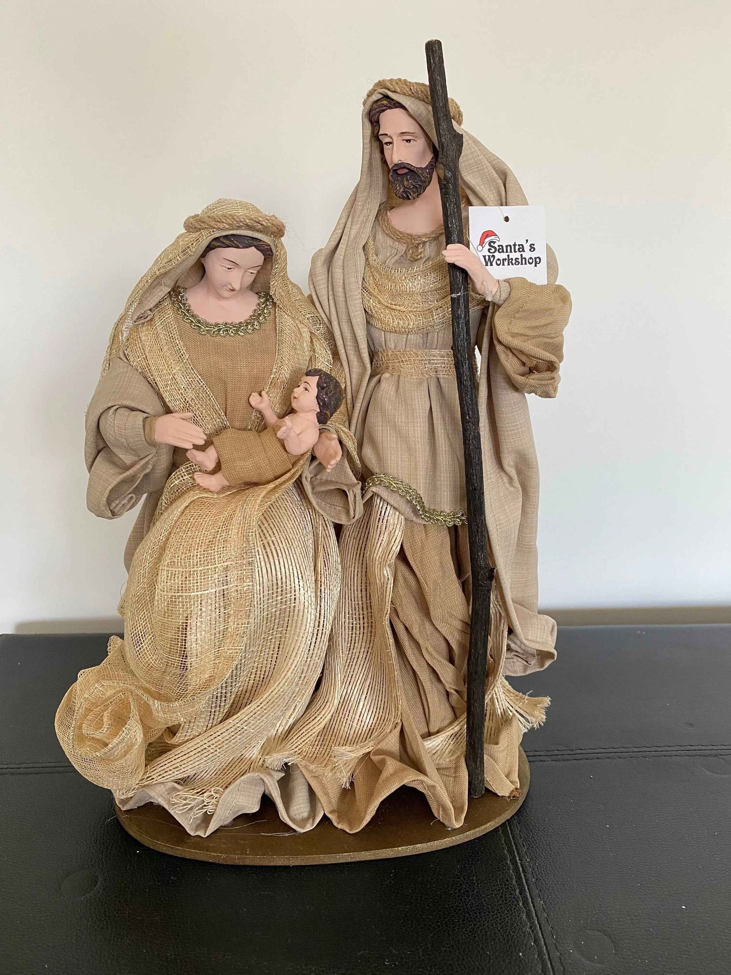 15.5" (40cm) Christmas Ornament – Beige Holy Family Figurine, Religious Nativity Scene Decoration, Christian Home Decor & Holiday Gifts