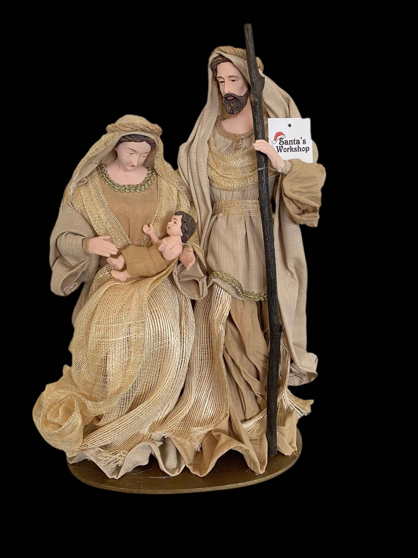 15.5" (40cm) Christmas Ornament – Beige Holy Family Figurine, Religious Nativity Scene Decoration, Christian Home Decor & Holiday Gifts