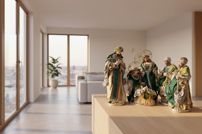 🎄 15.5" (51cm) Handmade Christmas Nativity Set with Angels & Manger Scene – Religious Christian Holiday Home Decor & Christmas Gift ✨