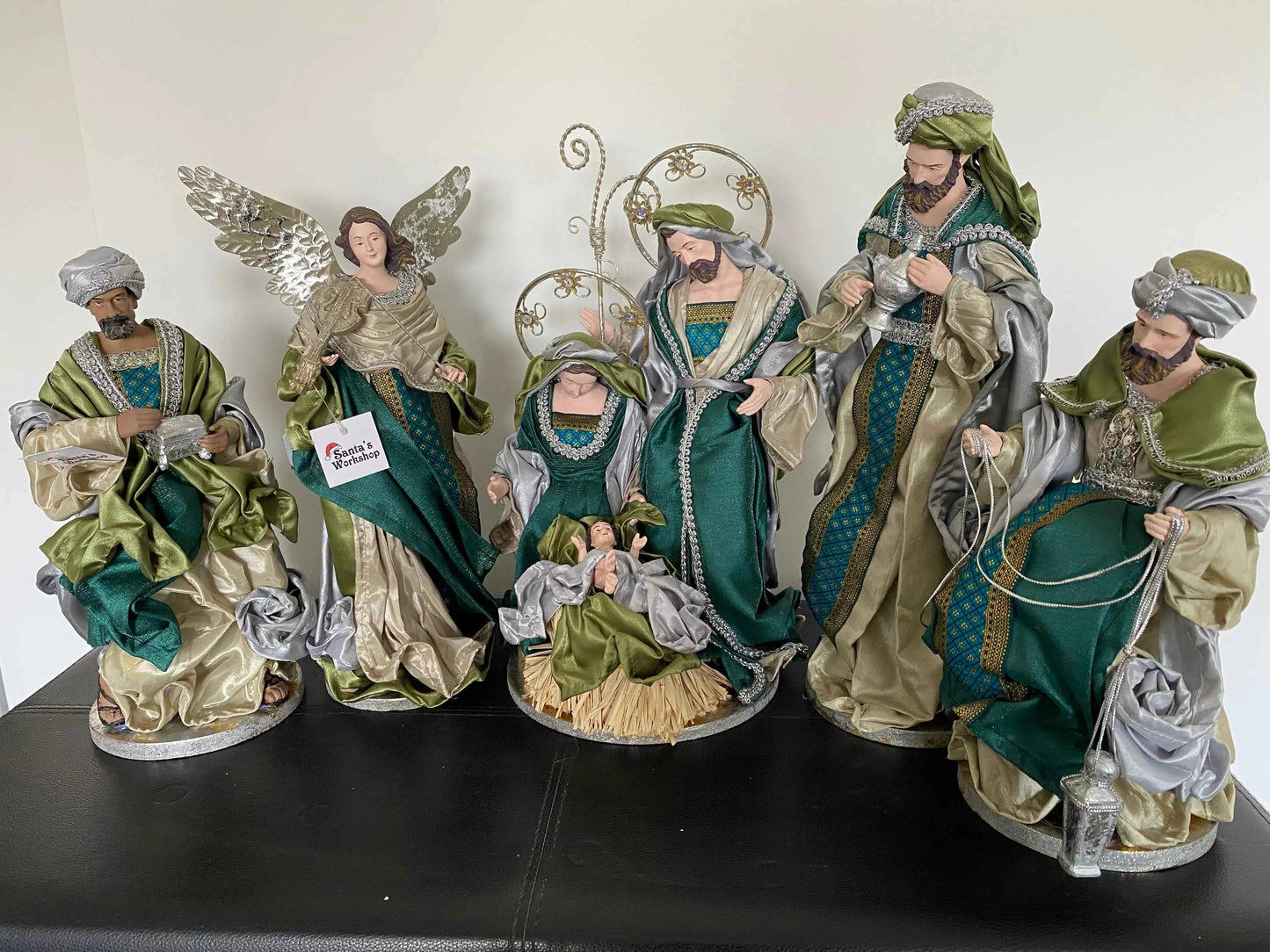 🎄 15.5" (51cm) Handmade Christmas Nativity Set with Angels & Manger Scene – Religious Christian Holiday Home Decor & Christmas Gift ✨