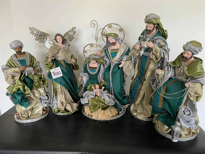 🎄 15.5" (51cm) Handmade Christmas Nativity Set with Angels & Manger Scene – Religious Christian Holiday Home Decor & Christmas Gift ✨