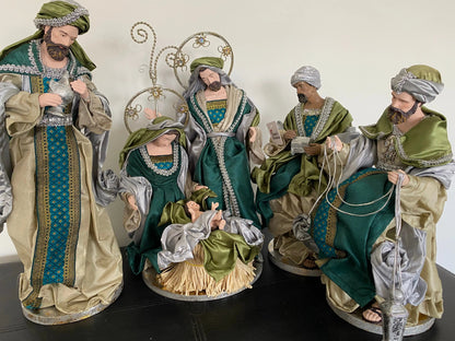 🎄 15.5" (51cm) Handmade Christmas Nativity Set with Angels & Manger Scene – Religious Christian Holiday Home Decor & Christmas Gift ✨