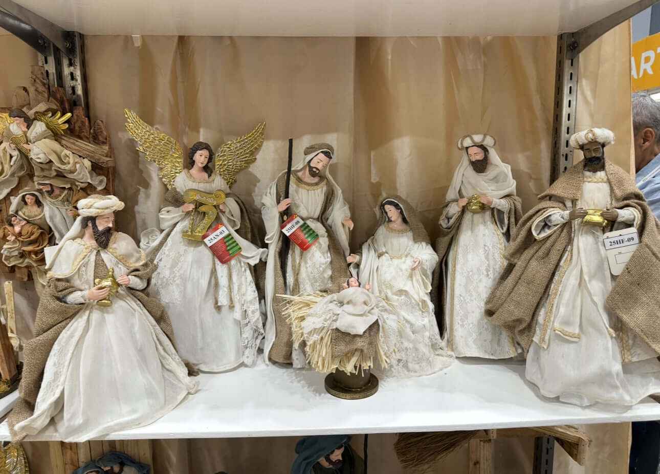 ⭐ Christmas Religious Handmade Nativity Set – Beige & White Holy Family (15.5"), Three Kings (16") & 45cm Angel, Christian Christmas Decor ⭐