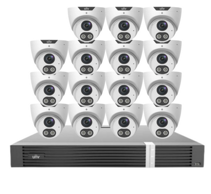 Uniview x16 Camera 8MP Triguard CCTV Kit with 16-Channel AI NVR & HDD | IPC3618SB-ADF28KMC-I0 + NVR302-16E2-P16-IQ