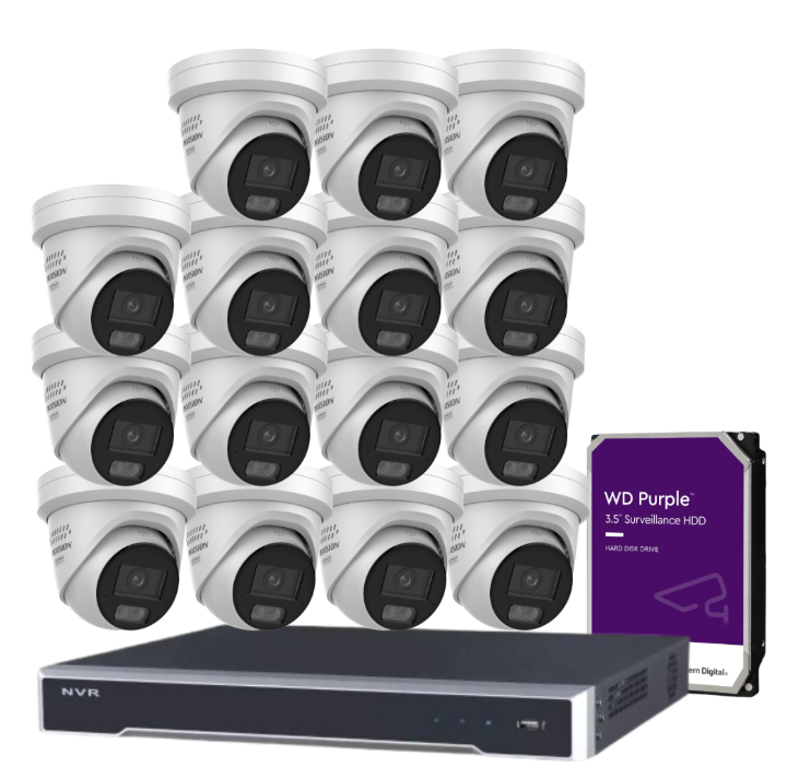 *NEW Hikvision 8MP ColorVu CCTV Kit – 16-Channel 8K NVR DS-7616NI-M2/16P + 16x DS-2CD2387G3-LIS2UY/SL (L)(RB) Cameras, Hybrid Light, Audio, HDD, ANZ Certified