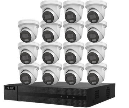 HiLook IPC-T282H-MU  (REPLACED BY T381H)  8MP AI Fixed Turret Network CCTV Camera 4K Kit – Up to 16 Cameras + 16CH PoE 4K Recorder + HDD