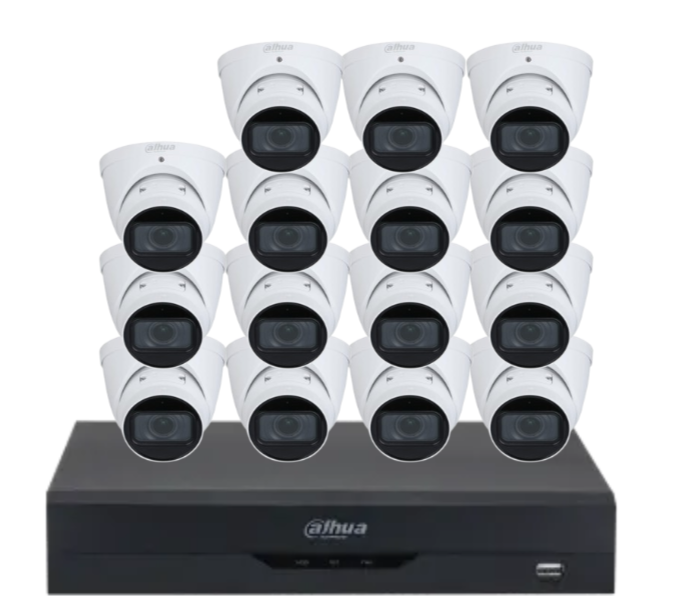 Dahua x16 4MP AI CCTV Kit with 16-Channel WizSense NVR, Vari-Focal Eyeball Cameras + Dual HDD Support – IPC-HDW3441T-ZAS + NVR4216-16P-AI/ANZ