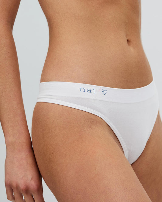 White low-rise g-string thong underwear with thin side straps