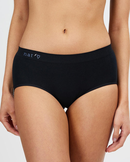 Black classic brief underwear, high-cut stretch fabric