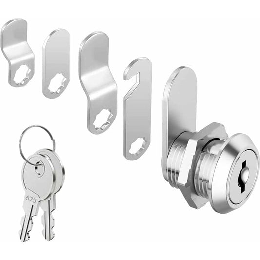 Cylinder security mailbox lock with keys and mounting lock plates, silver tone