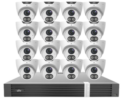 Uniview x16 Camera 8MP Triguard CCTV Kit with 16-Channel AI NVR & HDD | IPC3618SB-ADF28KMC-I0 + NVR302-16E2-P16-IQ