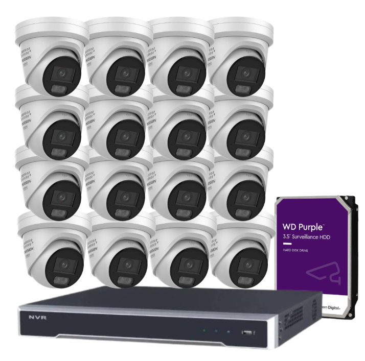 *NEW Hikvision 8MP ColorVu CCTV Kit – 16-Channel 8K NVR DS-7616NI-M2/16P + 16x DS-2CD2387G3-LIS2UY/SL (L)(RB) Cameras, Hybrid Light, Audio, HDD, ANZ Certified