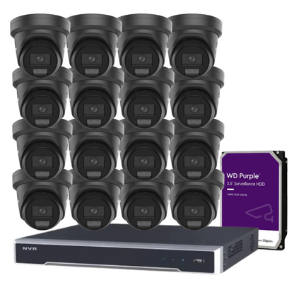 Hikvision 16-Channel 6MP CCTV Kit with ColorVu Smart Cameras, 8K PoE NVR, Hybrid Light, Audio & Alarm – White/Black (DS-2CD2367G3-LIS2UY/SL-2)