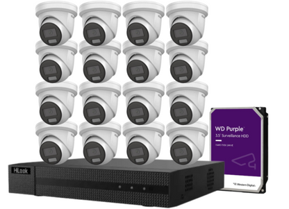 HiLook IPC-T282H-MU  (REPLACED BY T381H)  8MP AI Fixed Turret Network CCTV Camera 4K Kit – Up to 16 Cameras + 16CH PoE 4K Recorder + HDD