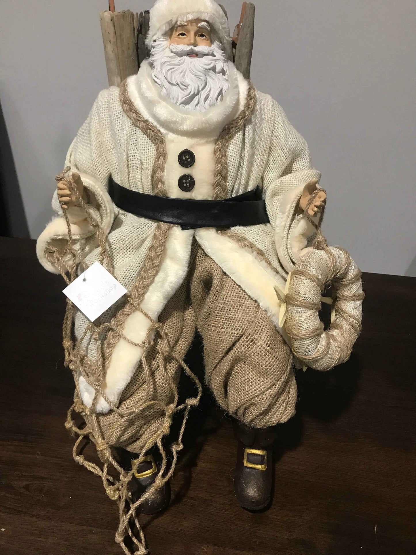 Christmas festive decor Santa Claus Driftwood Chair 45cm - Unique Holiday Home Accent