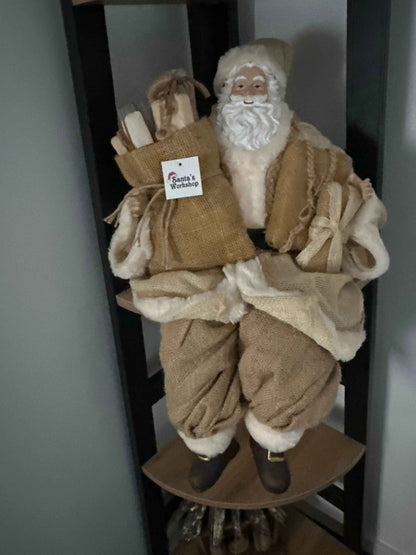 17.75” Sitting on shelf Santa Claus approx 50 cm-Standing Santa Claus Christmas Ornament – Festive Holiday Decoration Figure for Home Décor