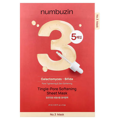 No.3 Tingle-Pore Softening Sheet Mask pack, red front with gold number 3 graphic