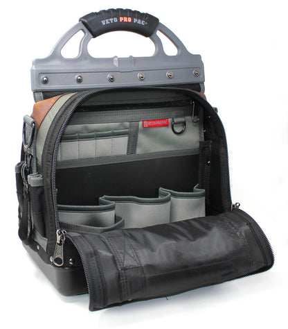 Veto Pro Pac TECH LC Tool Bag – Large HVAC Technician Closed-Top Bag with 53 Tiered Pockets, 6 Zippered Compartments & Waterproof Base (350x240x480mm)