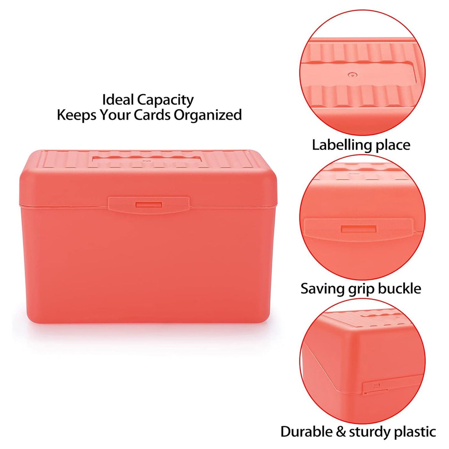 1Pc Index Card Holder,Index Card File with Flip Top,Plastic Card Holders,Note Flash Card Organizer Case,Index Card Holder,Photo Boxes Storage,Notecard Recipe,Holds Ideal for Filing Cards(Red) Red