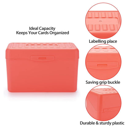 1Pc Index Card Holder,Index Card File with Flip Top,Plastic Card Holders,Note Flash Card Organizer Case,Index Card Holder,Photo Boxes Storage,Notecard Recipe,Holds Ideal for Filing Cards(Red) Red
