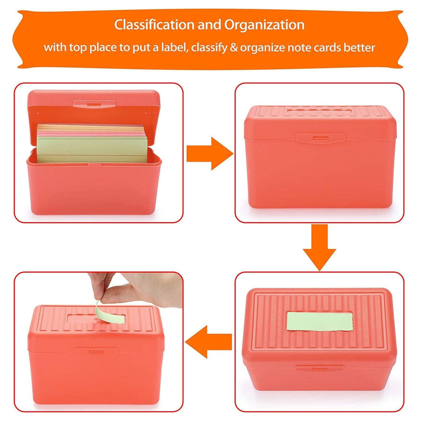 1Pc Index Card Holder,Index Card File with Flip Top,Plastic Card Holders,Note Flash Card Organizer Case,Index Card Holder,Photo Boxes Storage,Notecard Recipe,Holds Ideal for Filing Cards(Red) Red