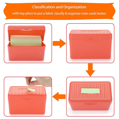 1Pc Index Card Holder,Index Card File with Flip Top,Plastic Card Holders,Note Flash Card Organizer Case,Index Card Holder,Photo Boxes Storage,Notecard Recipe,Holds Ideal for Filing Cards(Red) White