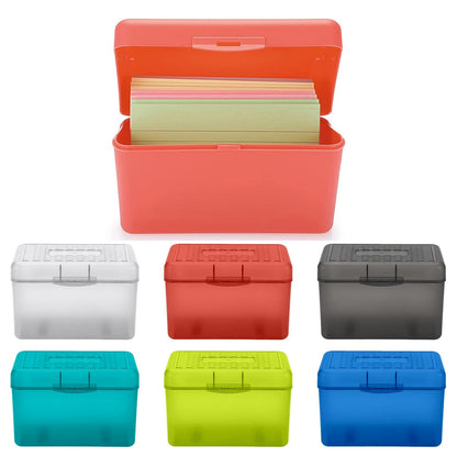 1Pc Index Card Holder,Index Card File with Flip Top,Plastic Card Holders,Note Flash Card Organizer Case,Index Card Holder,Photo Boxes Storage,Notecard Recipe,Holds Ideal for Filing Cards(Red) White