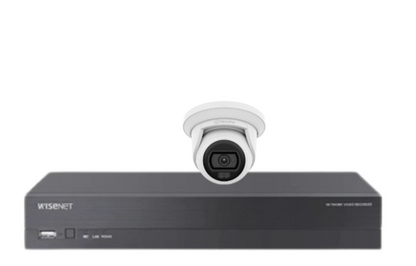 Wisenet Hanwha x4 Camera CCTV Kit with 4 Channel 8MP NVR, 4MP Flateye Cameras A series + HDD – CT-ANE-L7012L / CT-ARN-410S