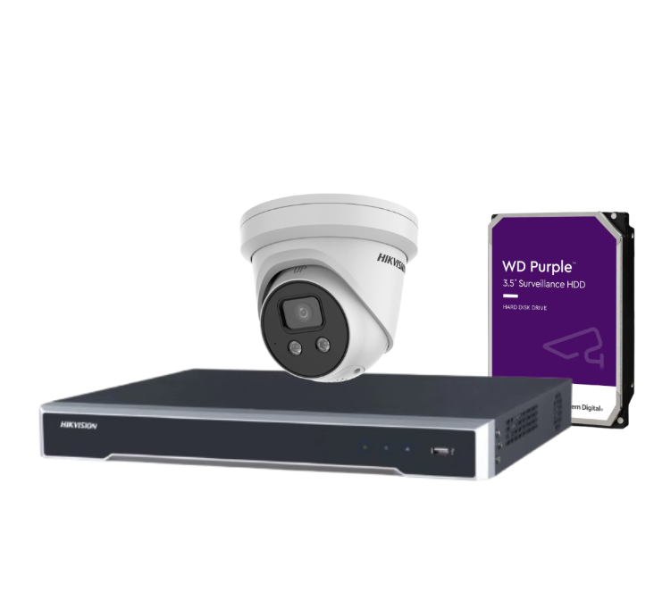 Hikvision 6MP 4-Camera CCTV Security Kit with 4-Channel PoE NVR | DS-2CD2366G2-I(U) + DS-7604NI-M1/4P + HDD | AcuSense AI, Audio, IP67, DarkFighter