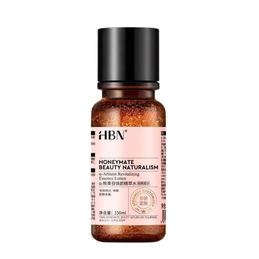 HBN Alpha-Arbutin brightening essence water bottle, amber liquid, 150 ml