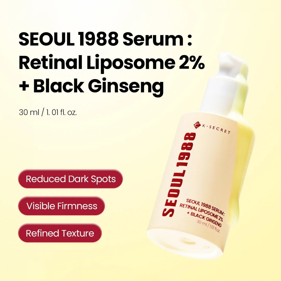 Retinal liposome serum bottle with pump; Seoul 1988 Serum 30 ml with black ginseng
