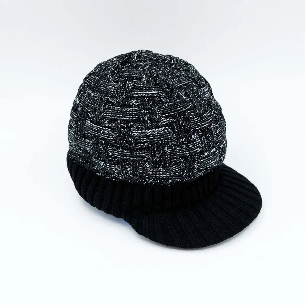 Mens Fashion Knitted Beanies Hats Winter Ladies Unisex Baggy Beret Cap Hat Black