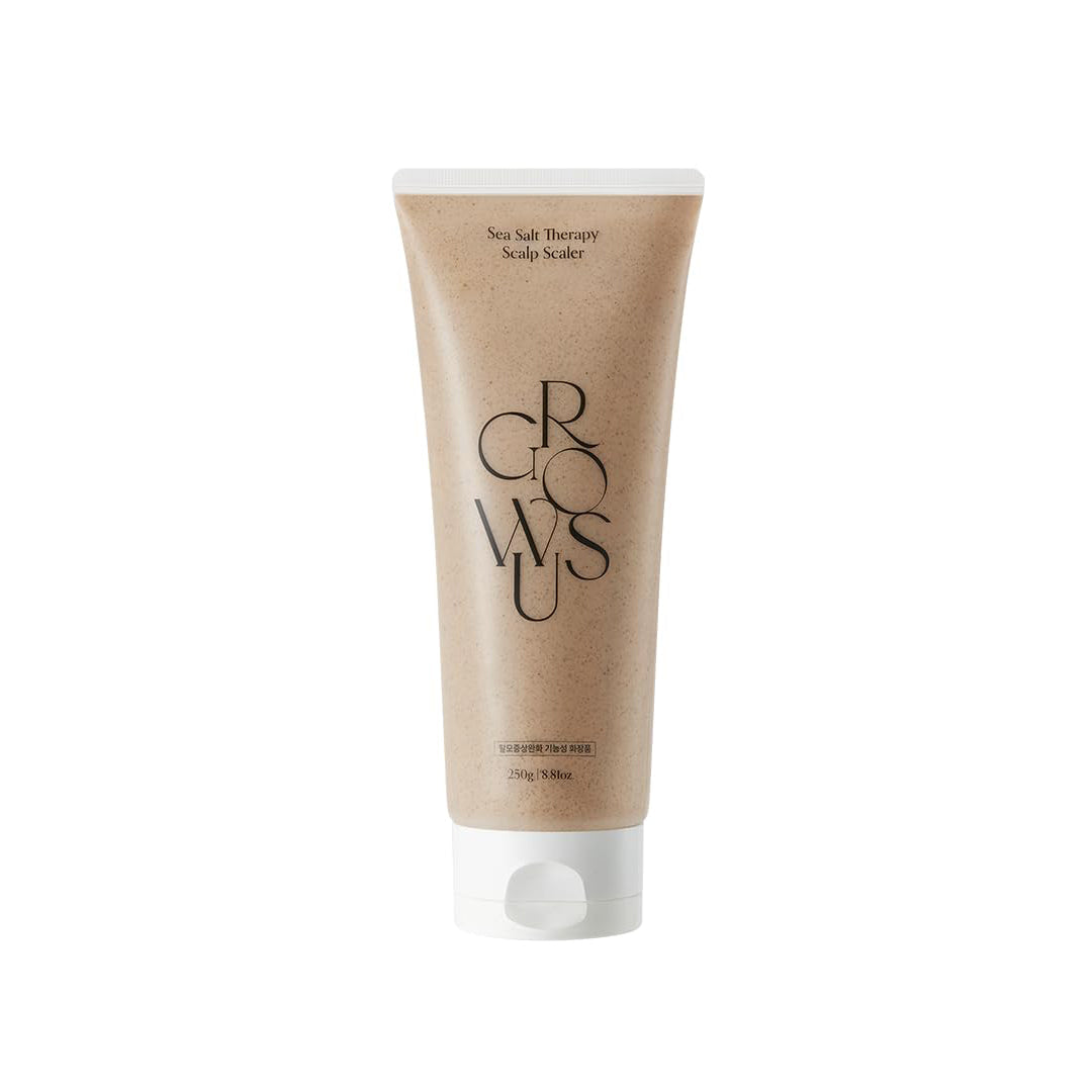 Growus sea salt scalp scrub in beige squeeze tube, 250g