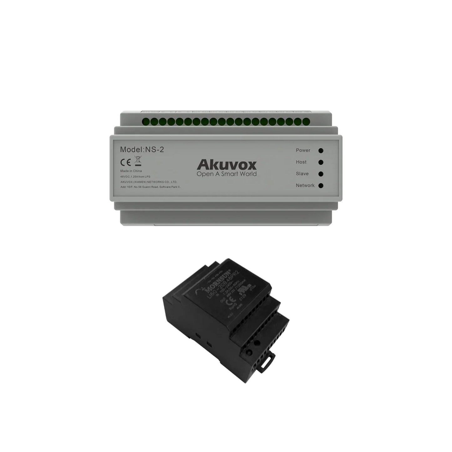 Akuvox NS-2 2-Wire IP Network Switch | Supports Up to 6 Devices, Long-Distance Transmission, Includes 48V Power Supply – Retrofit for Analog Intercom Systems
