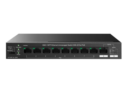 IP-COM G1110PF-8-120W 8-Port Gigabit PoE+ Switch 120W with 1x SFP Combo Uplink Unmanaged L2