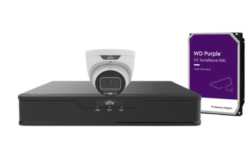 Uniview x4 6MP Triguard Turret Fixed CCTV IP Camera Kit with 4-Channel NVR & HDD IPC3636SS-ADF28KMC-I1