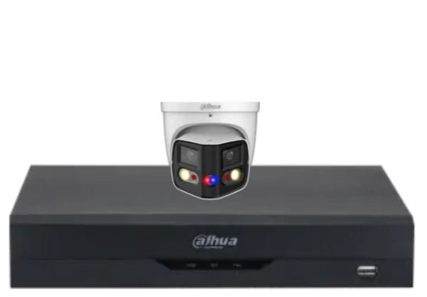 Dahua x4 8MP AI Full-Colour 180° TIOC Duo CCTV Kit with 4-Channel PoE NVR, Dual-Lens WizSense Cameras, and HDD – DH-IPC-PDW3849-A180-AS-PV-ANZ-1