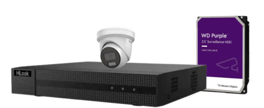 HiLook IPC-T282H-MU  (REPLACED BY T381H)  8MP AI Fixed Turret Network CCTV Camera 4K Kit – Includes 4 Cameras + 4CH NVR + HDD