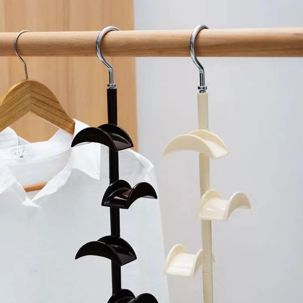 2-Pack Black 360 Degree Rotating 4-Tier Closet Organiser Hook - Multi-Functional Bag Hanger, Tie & Belt Rack for Wardrobe Storage