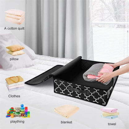 2-Pack Foldable Storage Boxes for Clothes and Blankets, Under-Bed Drawers, Multifunctional Organizer, Black