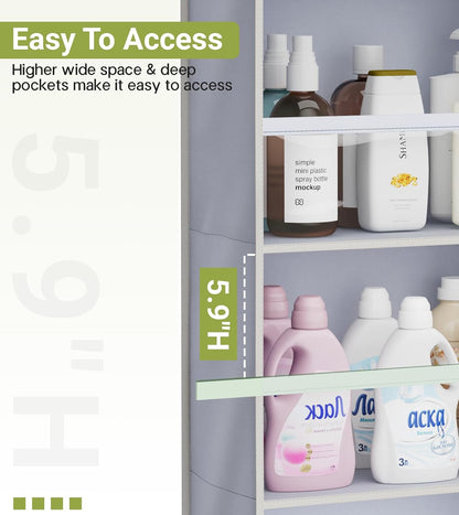 2 Pack Over the Door Organizer, Large Capacity Closet Door Hanging Organizer, Clear Deep Pockets Baby Organizer Storage for Nursery, Bathroom, Bedroom, Pantry, Diapers (Grey)
