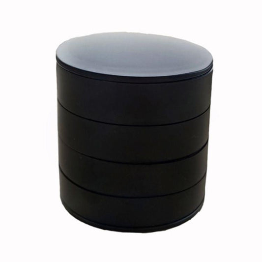 Black rotating 4-layer jewelry storage box with closed round lid